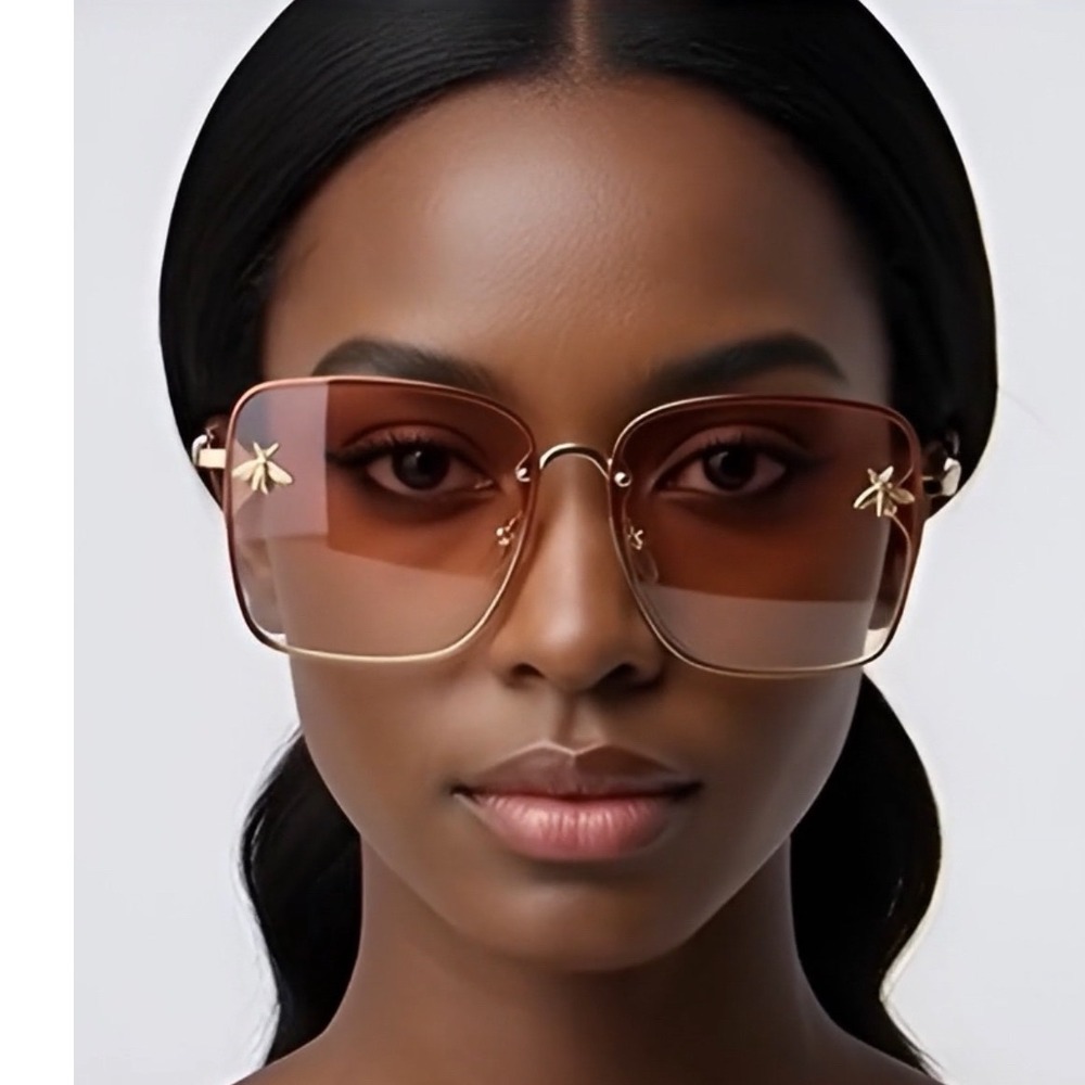 Women Sunglasses Charming Bee Stylish Rectangular Lentes Gafas Mujeres Large New